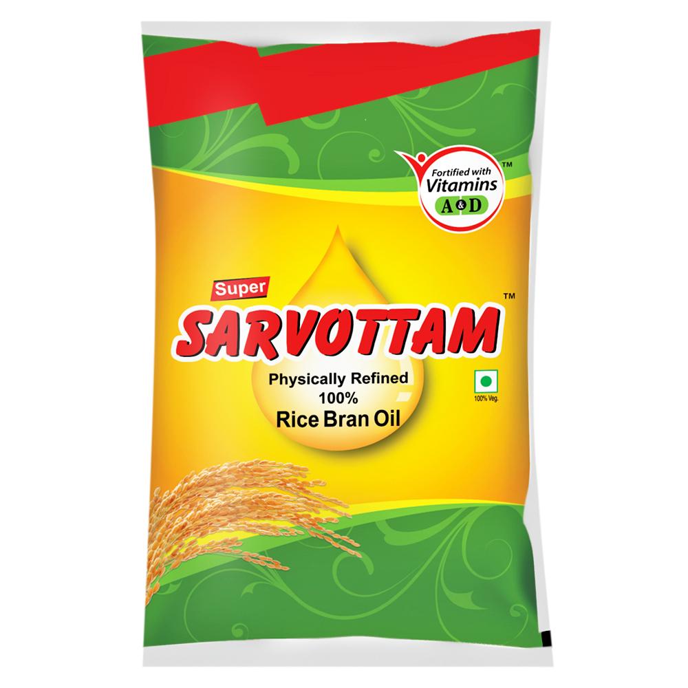 Super Sarvottam Physically Refined 100% Rice Bran Oil 1 L