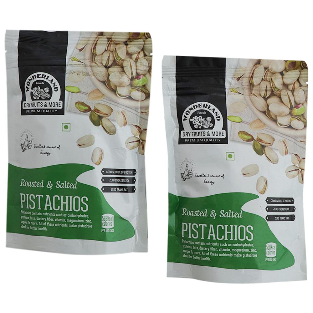 Wonderland Foods Roasted & Salted Pistachios 200 g (Pack of 2)